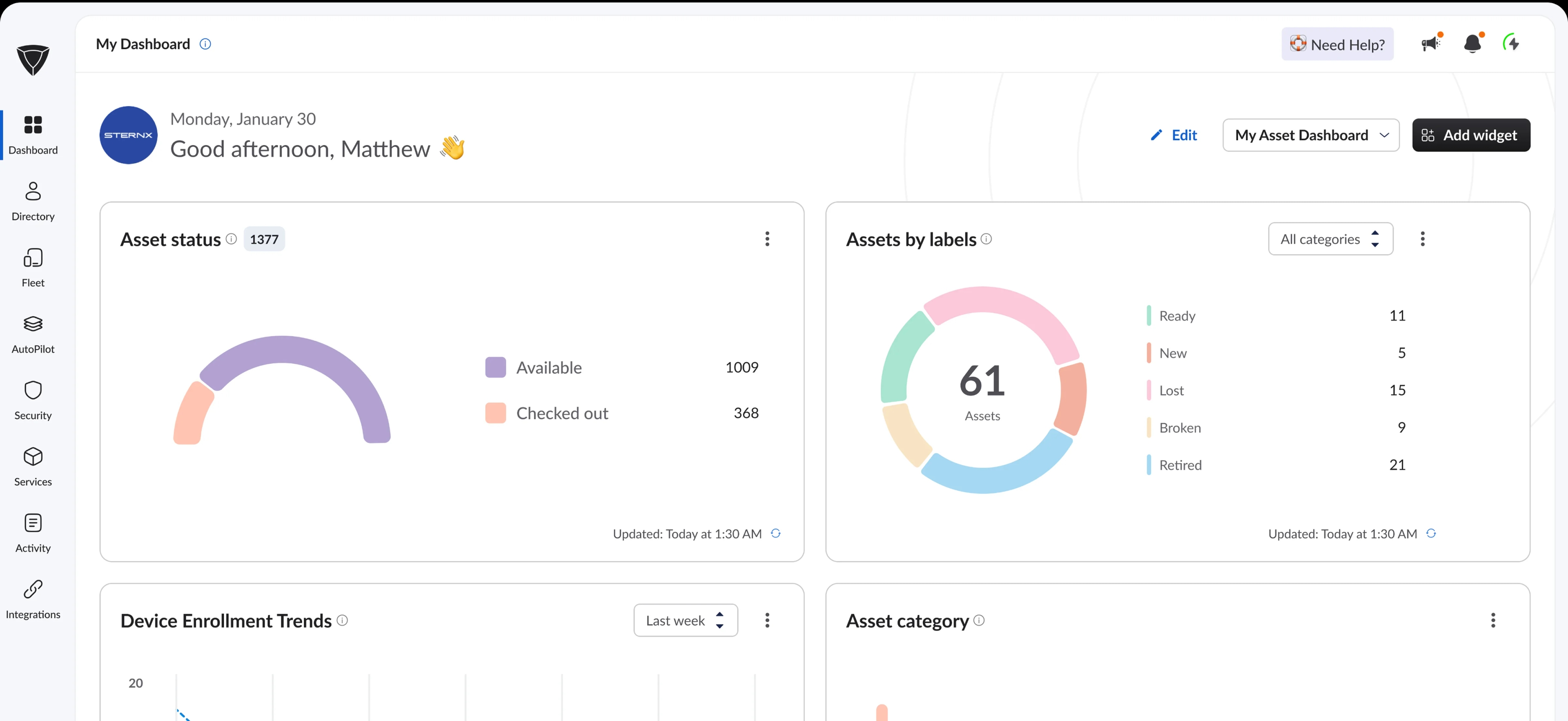 Dashboard mockup showing application interface