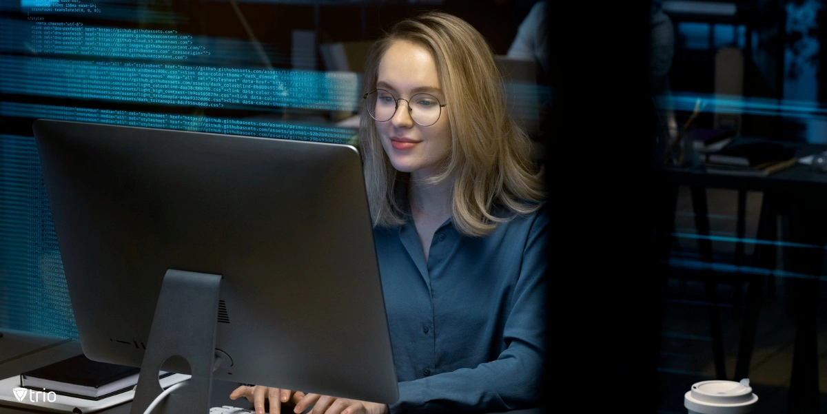 IT admin in office working with a rugged computer