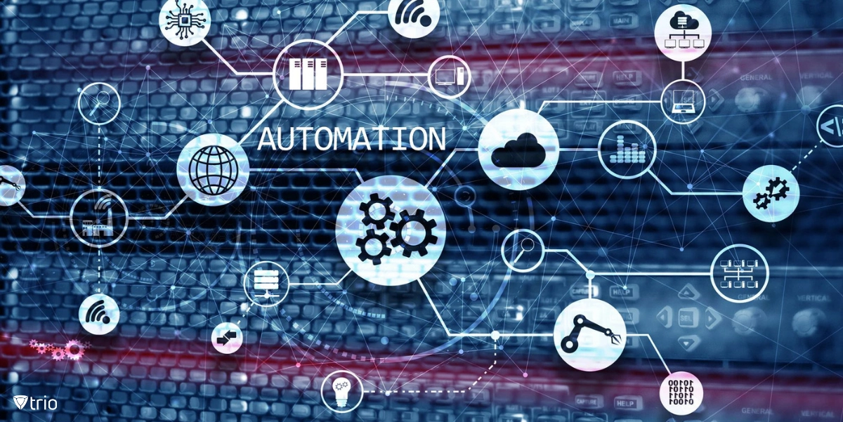 An abstract illustration visualizing IT automation through MDM solutions and ZTP