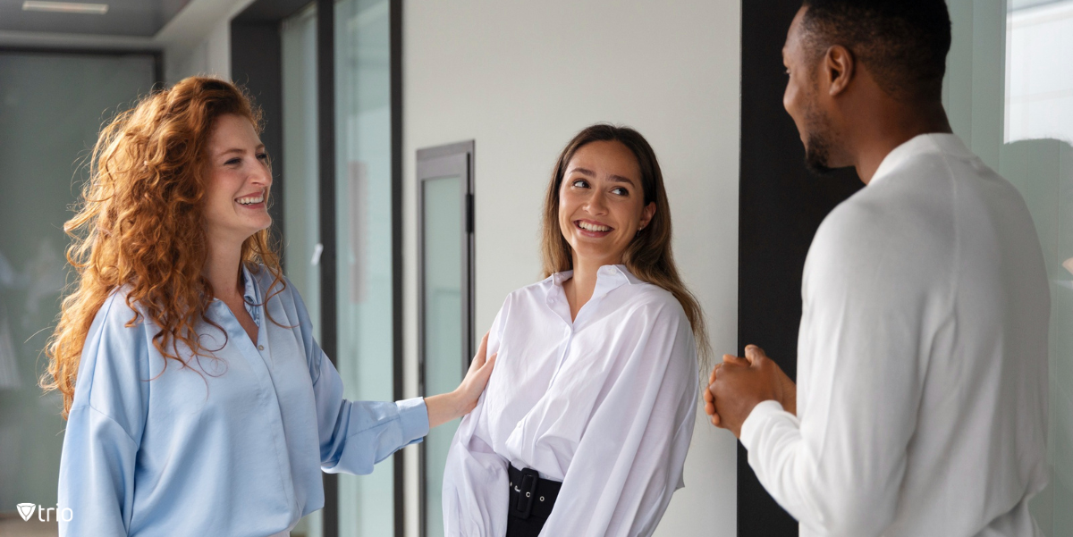 New hire being shown around the office and introduced to other employees during onboarding