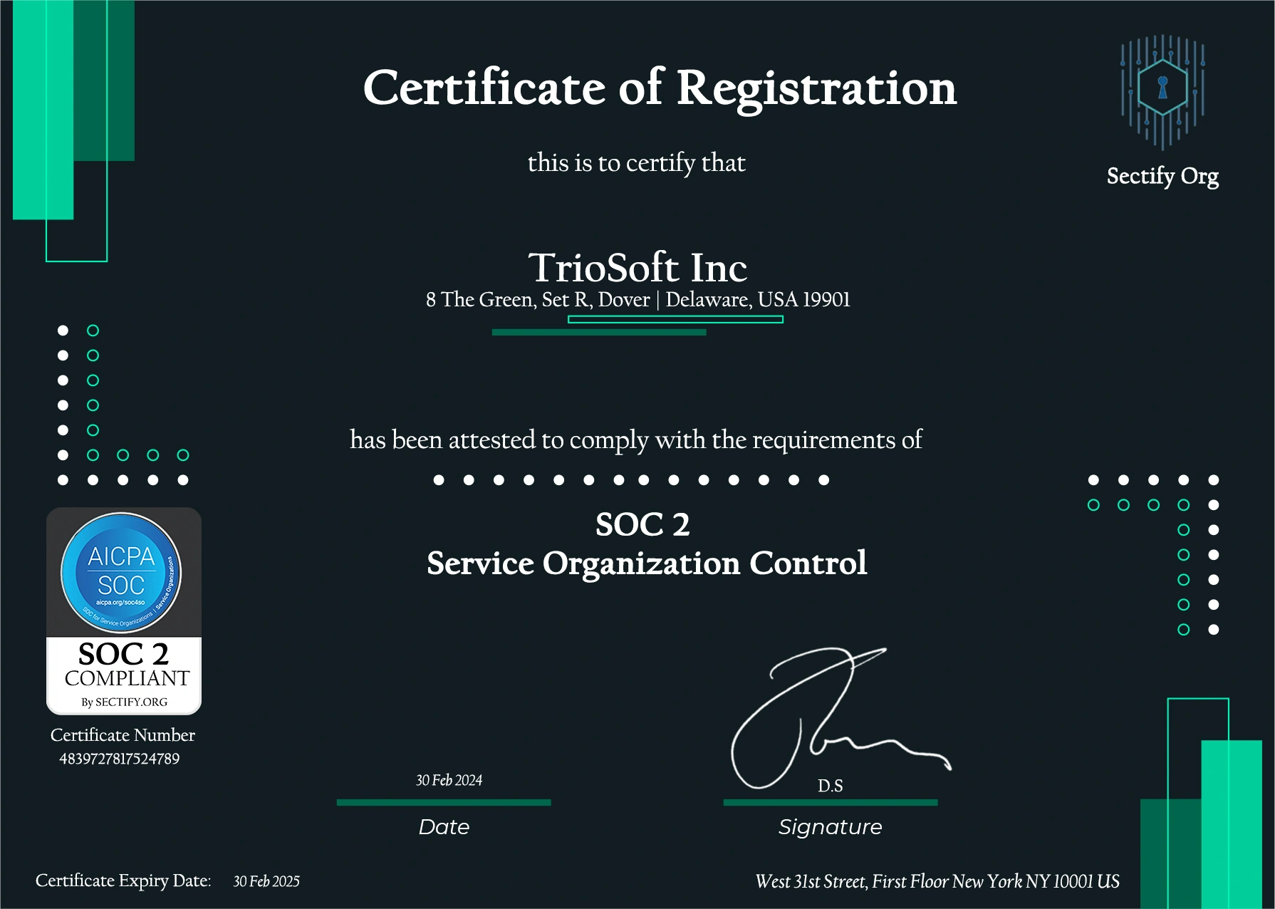 Trio's SOC2 certificate
