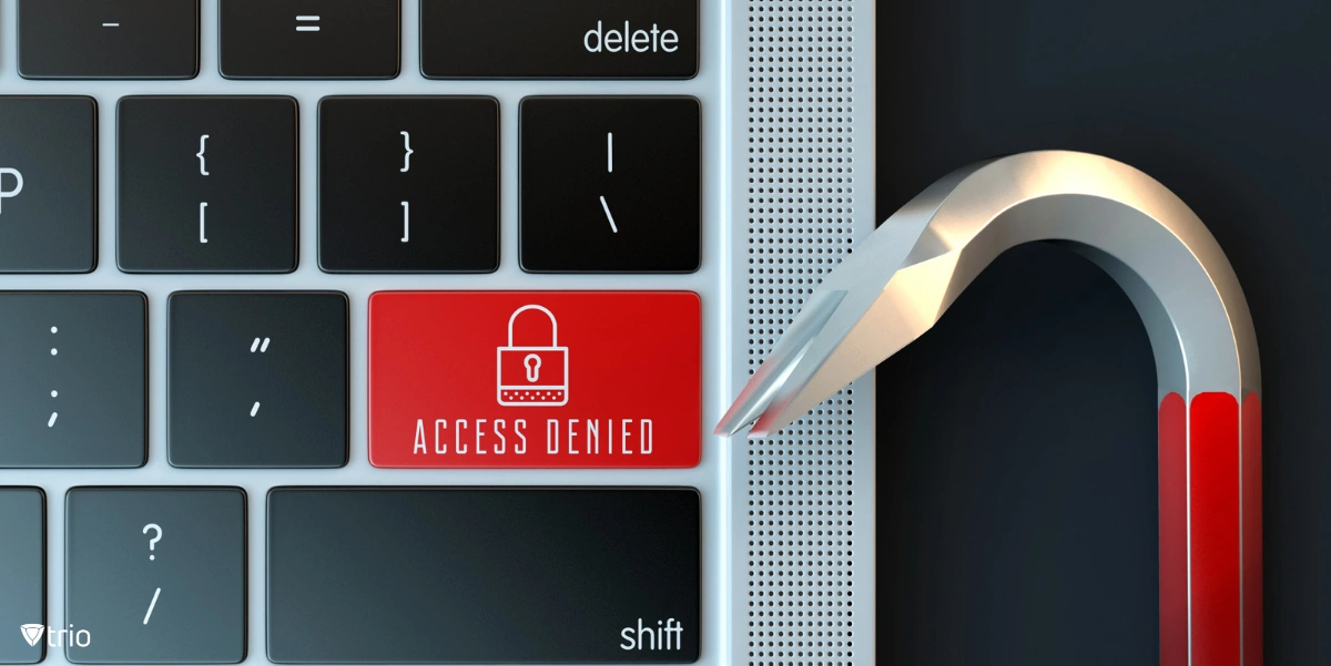 A keyboard with an icon on it showing the phrase access denied