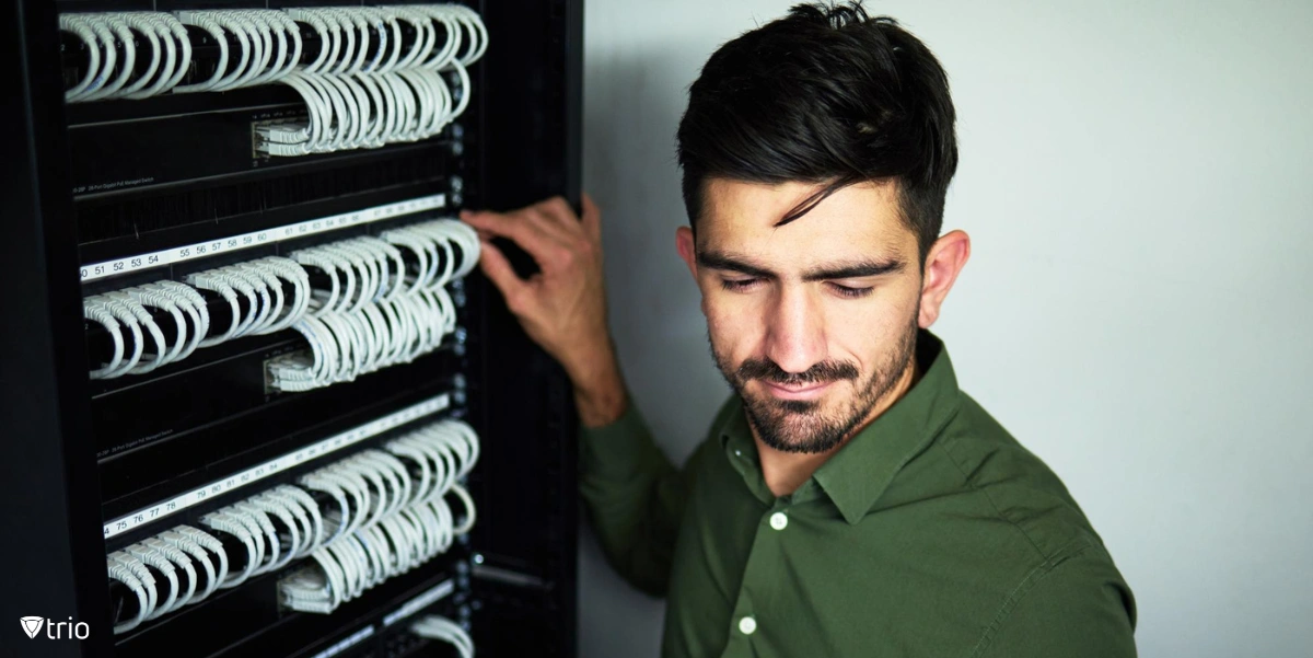 IT technician fixing server issues
