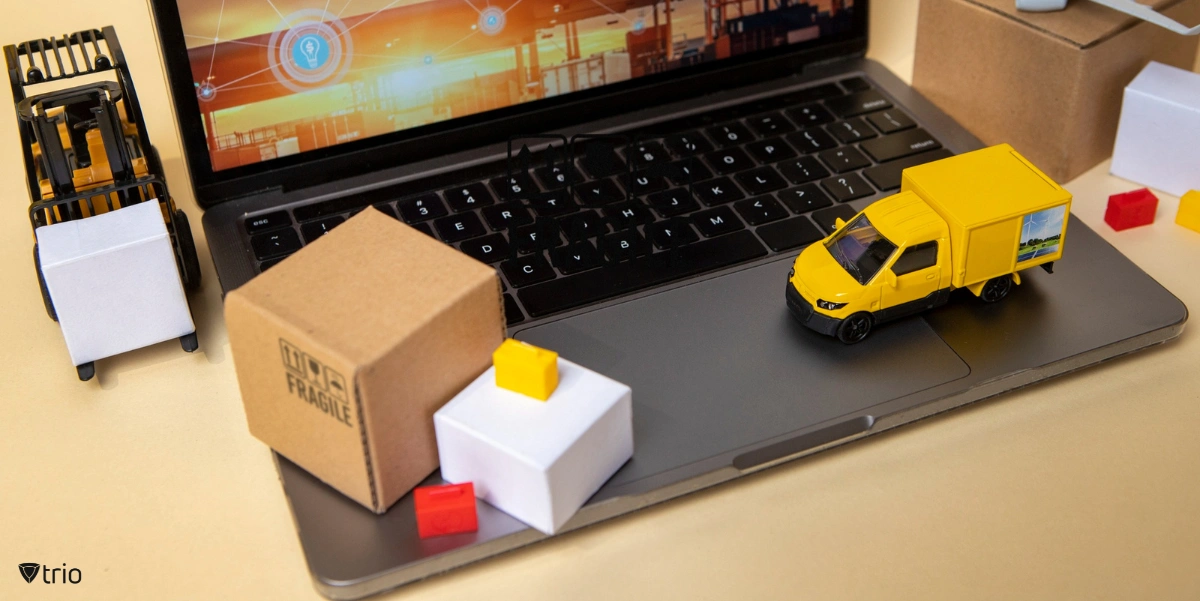 Vehicles on laptop supply chain representation