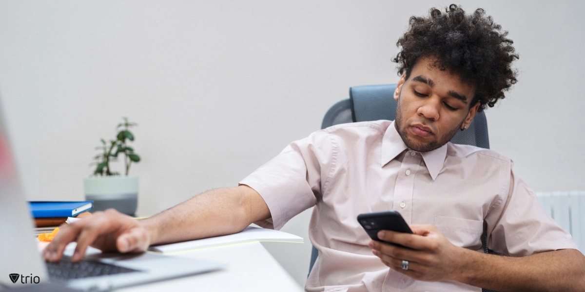 male employee bringing his own devices to work