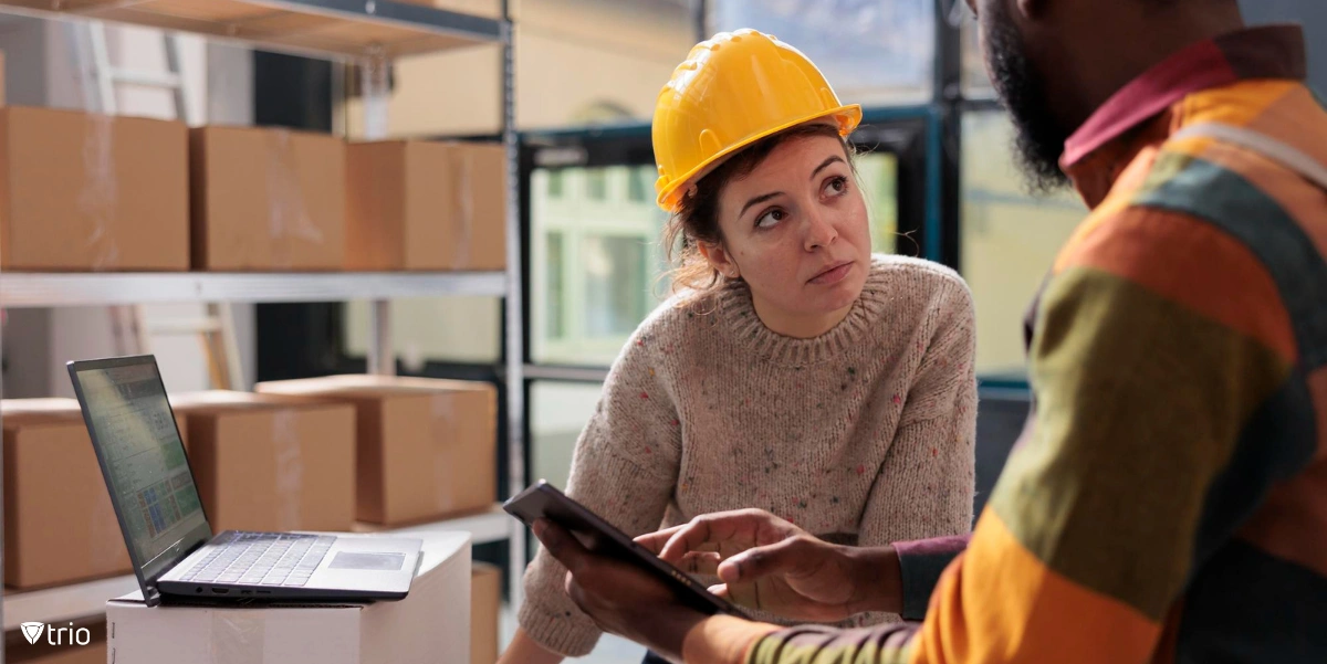 Employees working in supply chains