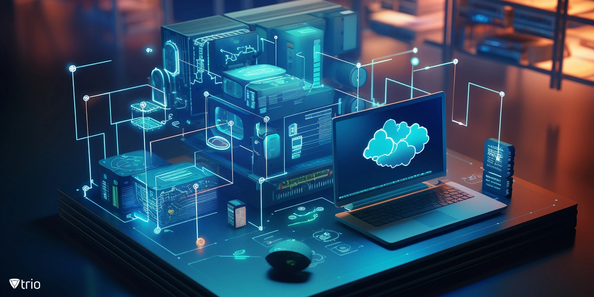 Abstraktes Bild eines Cloud Asset Management-Ökosystems