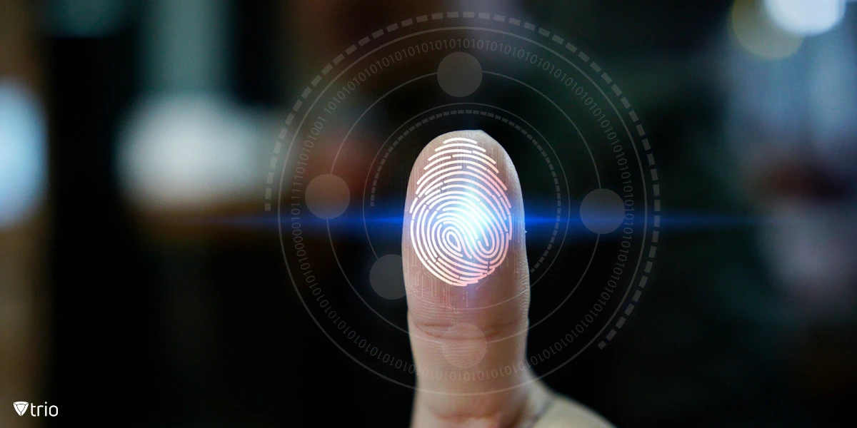 Someone getting his fingerprints scanned as a form of biometric authentication
