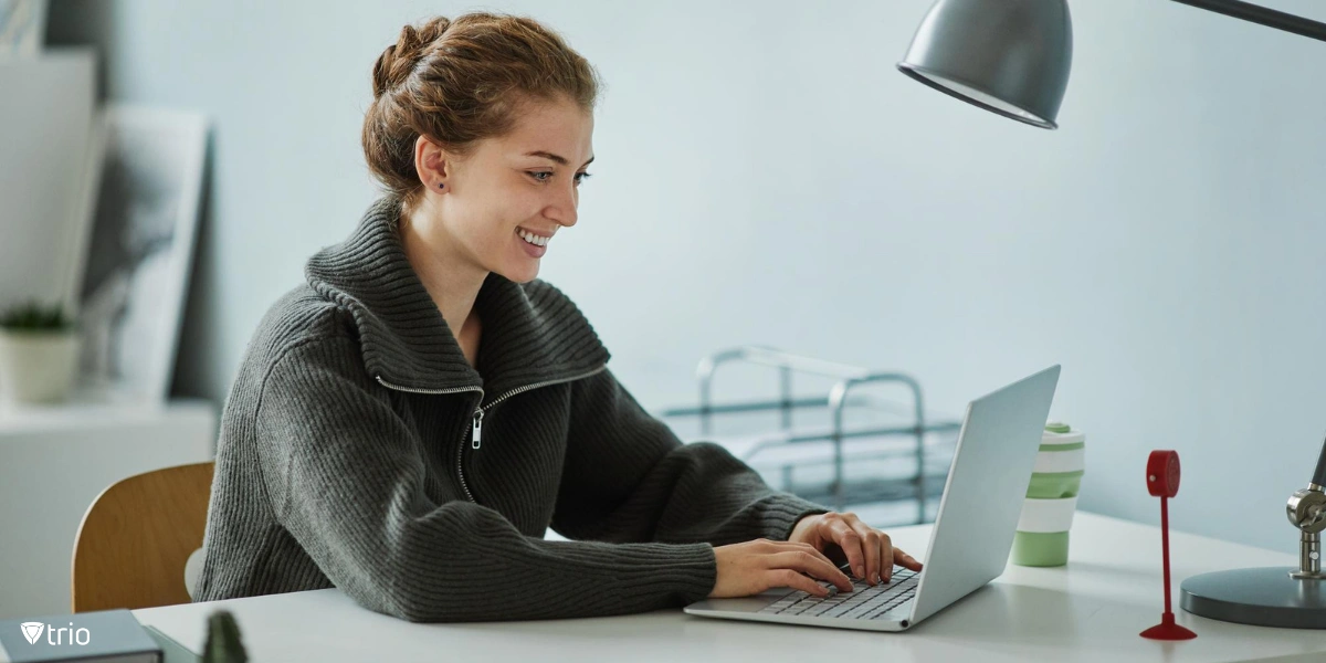 businesswoman working on laptop at office