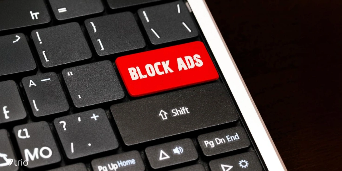 Red button on keyboard that says “block ads”