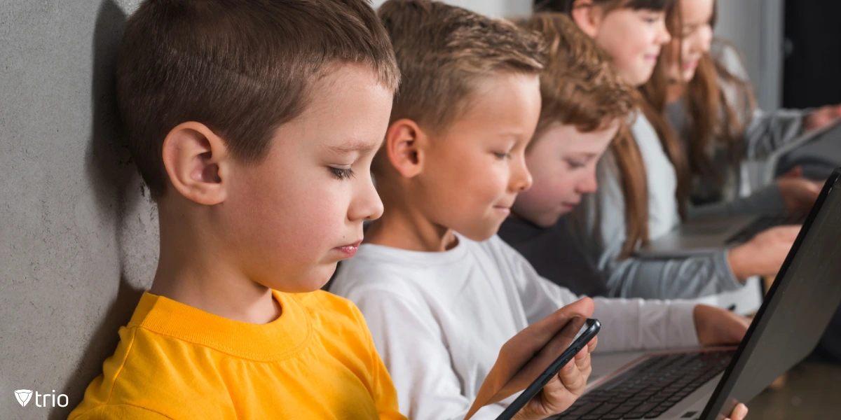 Children using electronic devices