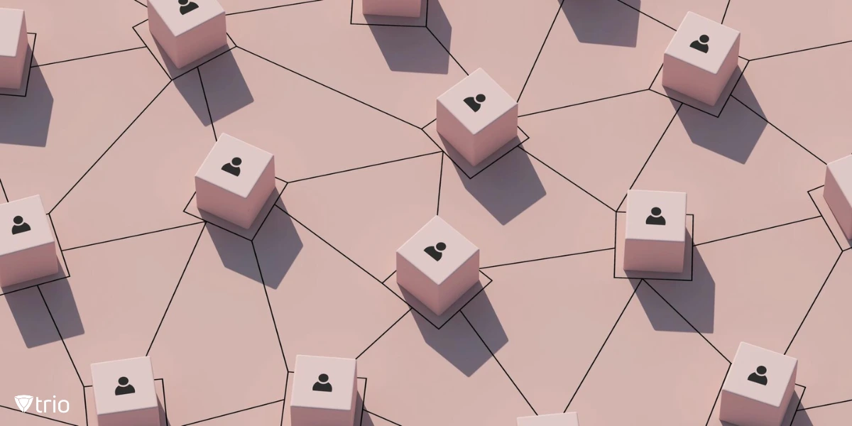 Pastel blocks with user icons connected