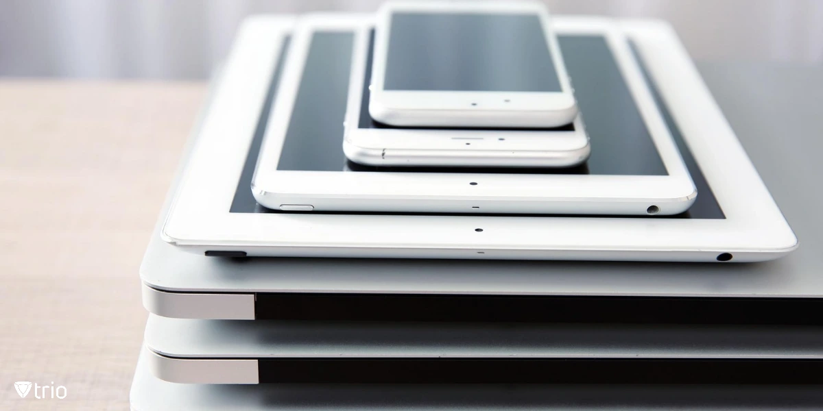 stack of multiple mobile devices