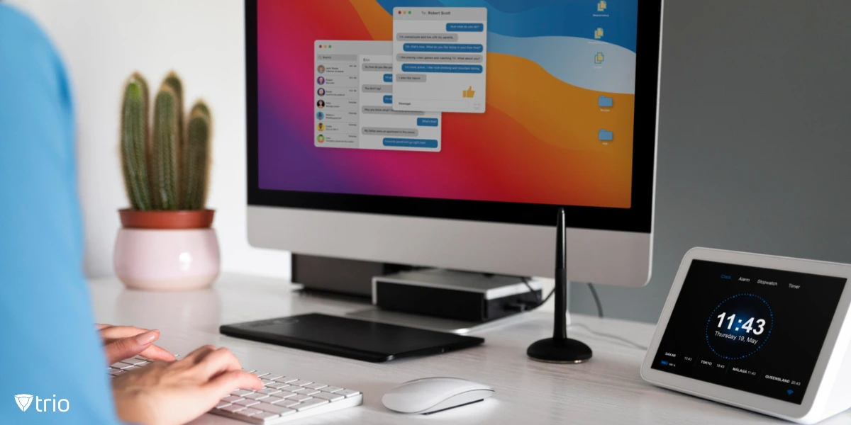 Close up of hands of IT admin working on Mac