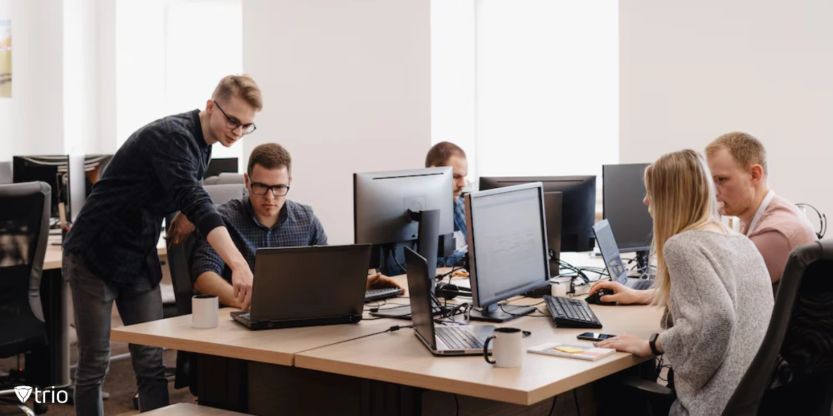 Group of young business people working in the office
