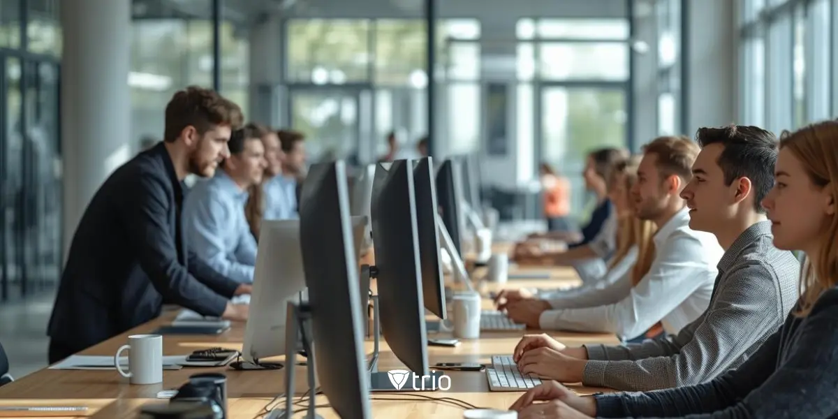 Office employees working in office